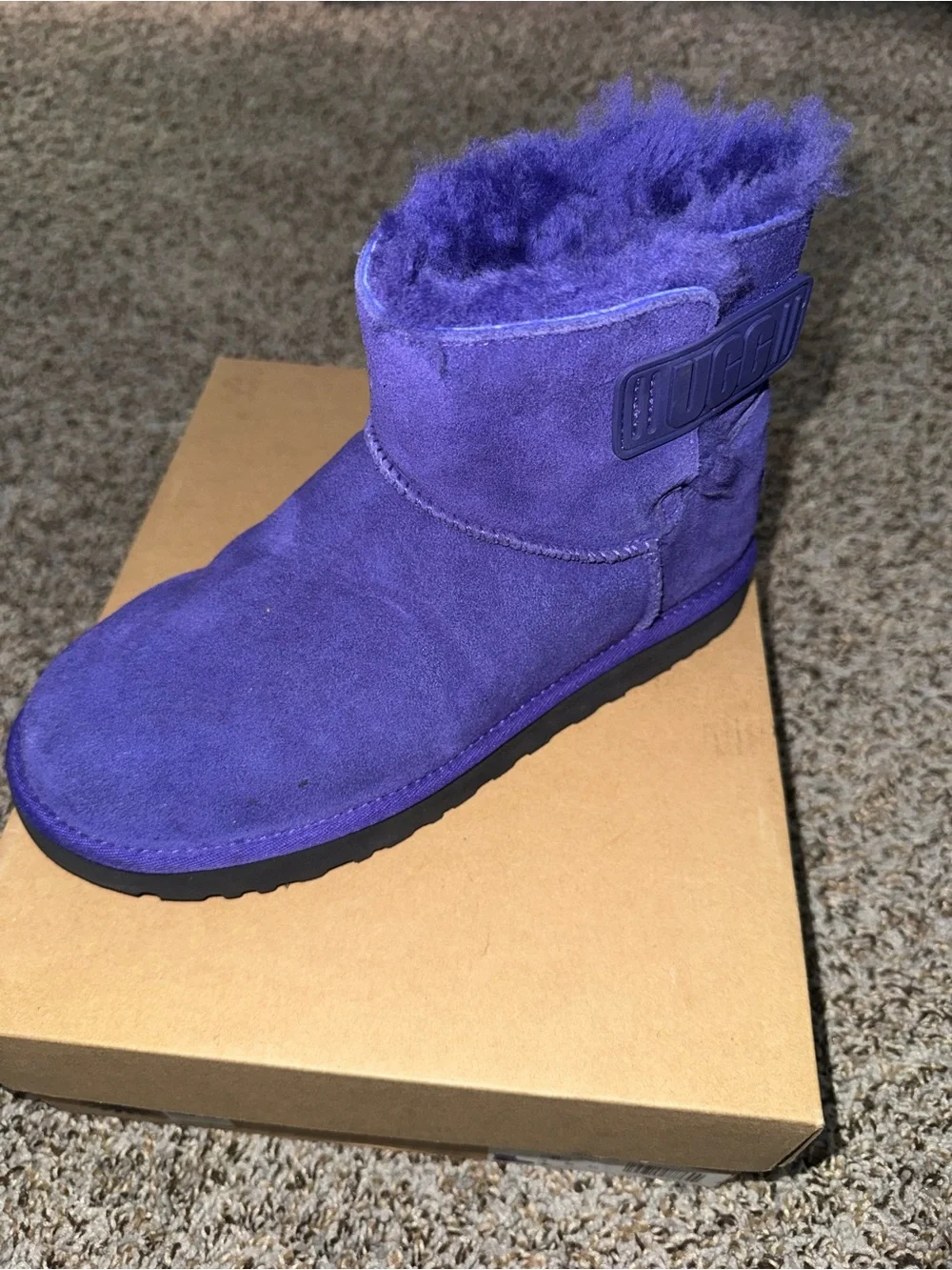 UGG Purple Suede Short Shearling Boots
